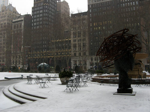 Bryant Park Snow